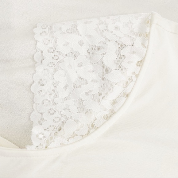 D&Co. Denim&Co. White Top With Lace Sleeves, Size XL - Picture 3 of 8